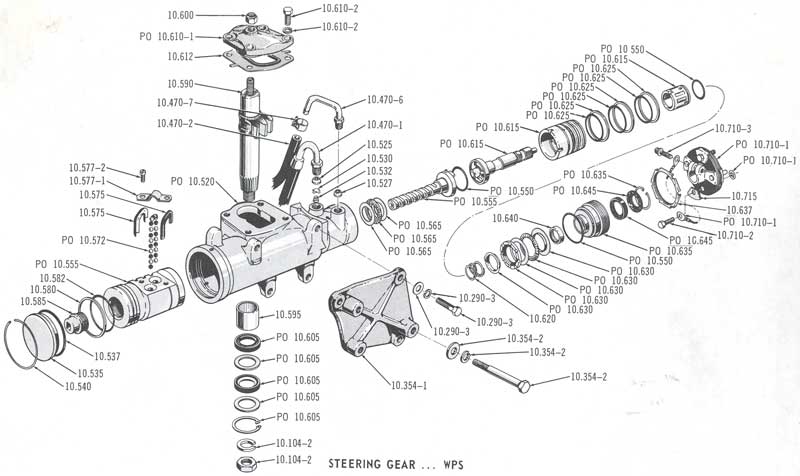 Ford integral power steering gear, diagram #5
